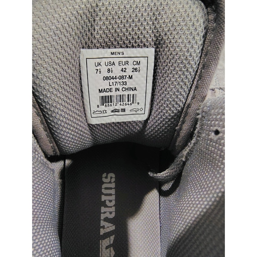 Supra Mens Vaider Skate Shoes Sneakers High Top Gray Suede Canvas 8.5 - Picture 7 of 11